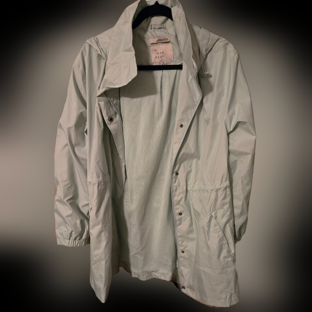 A New Day Raincoat in Mint Green